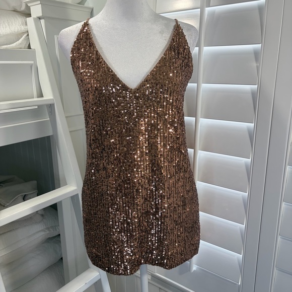 Gianni Bini Tops - Gianni Bini Copper Sequin Tank Top